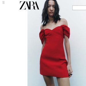 Zara Sweetheart Neckline Dress Red Size Small S NWT